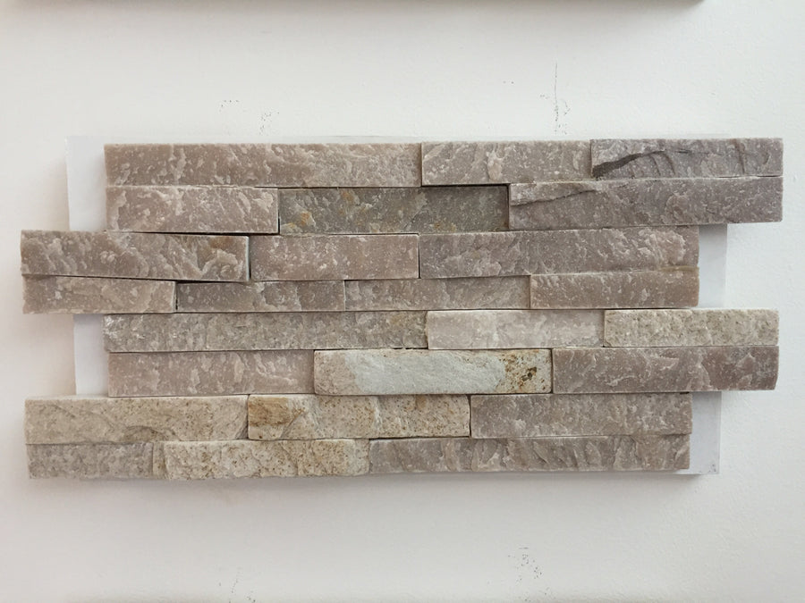 Natuursteenstrips wandbekleding - Beige Slate 10x40 cm