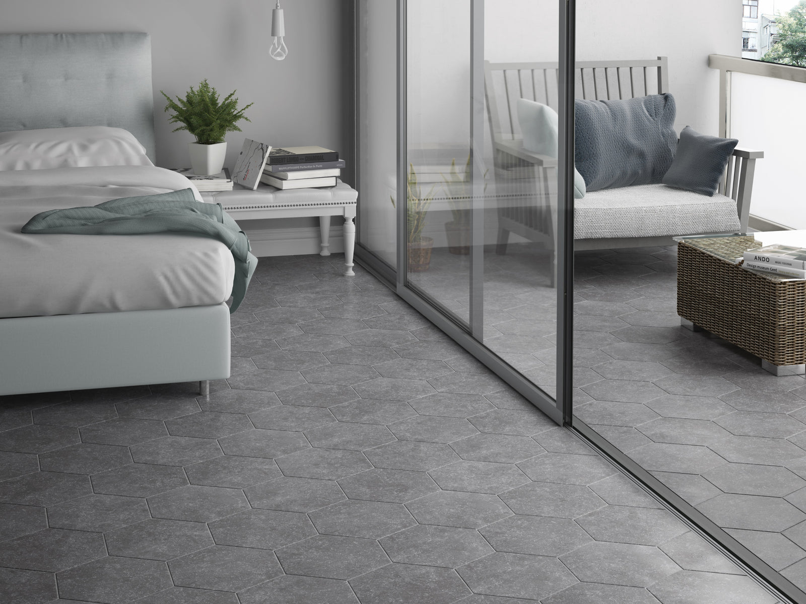 Keramisch blauwsteen Bluestone Hexagone Grey