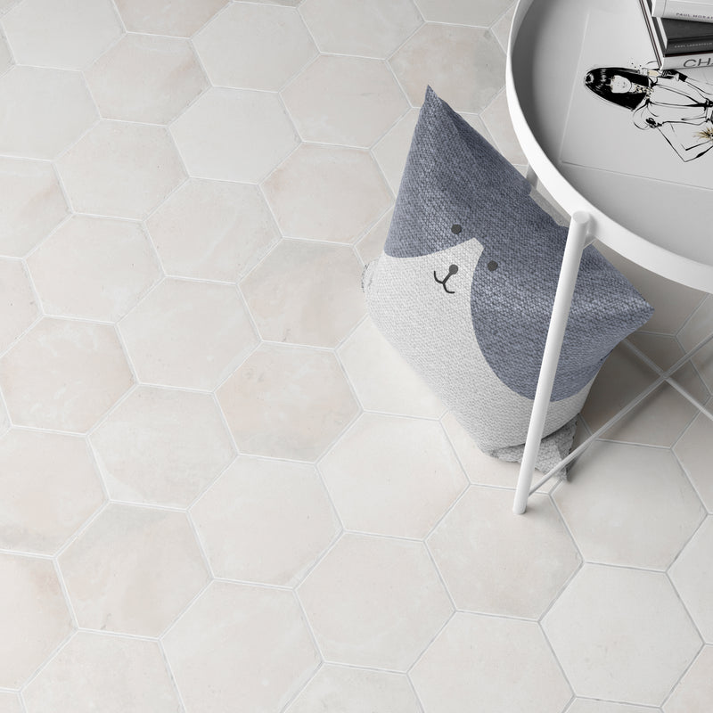Keramisch natuursteen Keramische tegel Cottage Hexagoon  White 14 x 16 x 0,85 cm