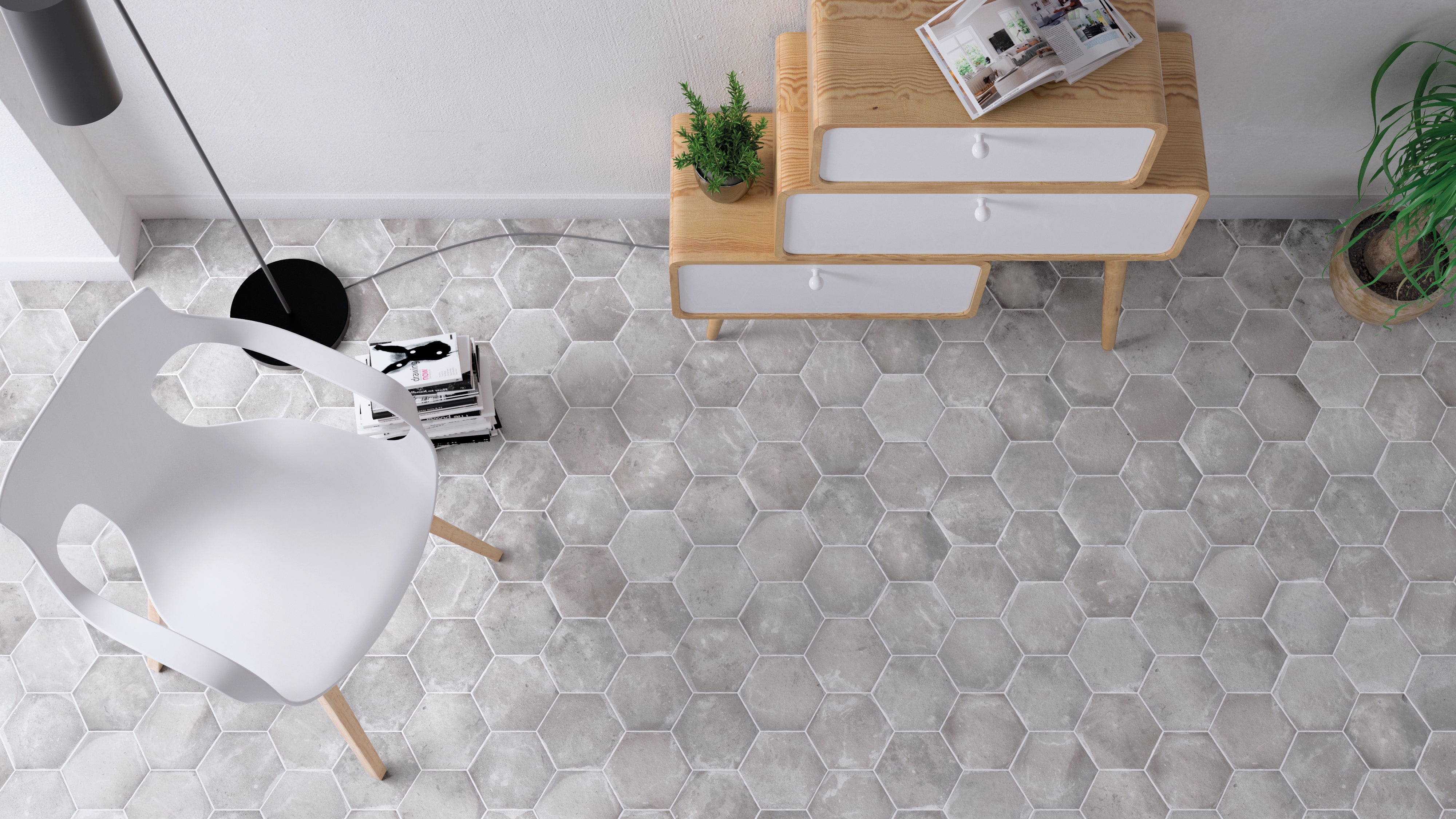 Keramische tegels Cottage Hexagoon Grey 14 x 16 x 0,85 cm