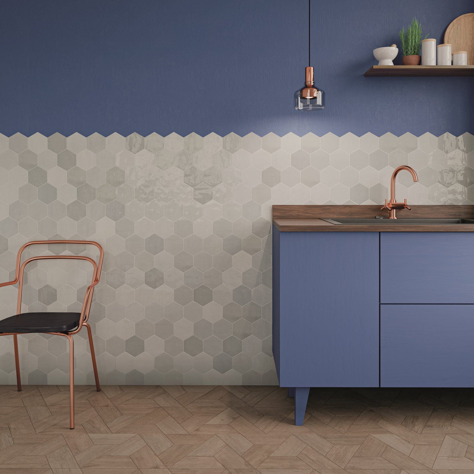 Wandtegels-keramische-zelliges Grey Glossy