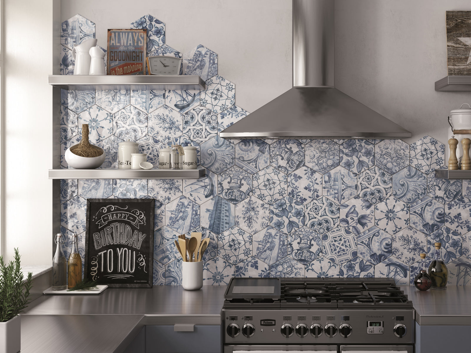 Wandtegels-keramisch Carrelage hexagonal - Patchwork Lisbonne