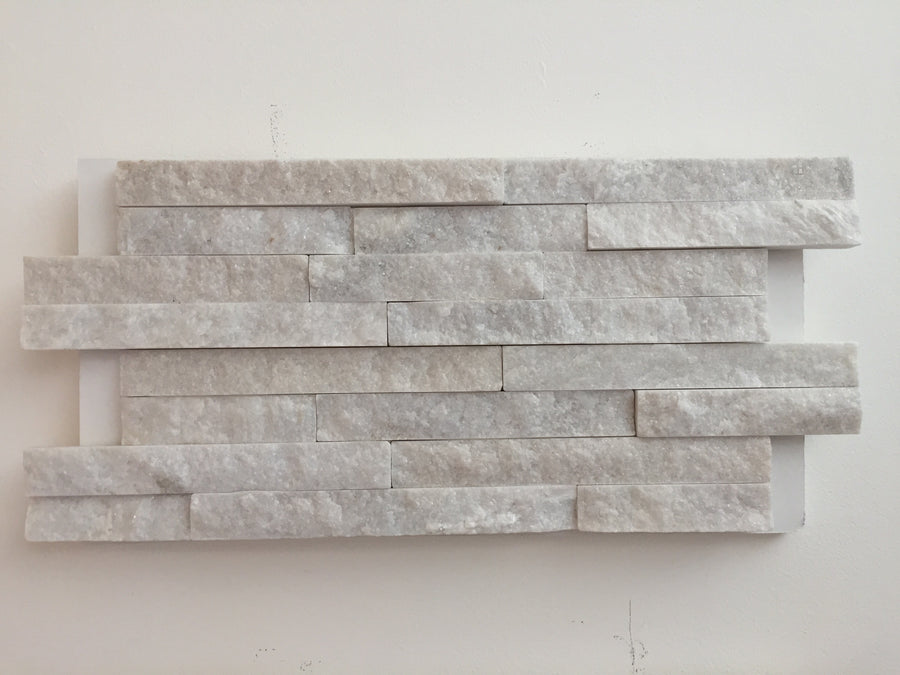 Natuursteenstrips wandbekleding - Kwartsiet wit 10x40 cm