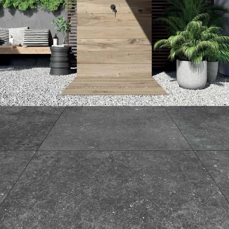 Terrastegels-keramisch-blauwsteen Black