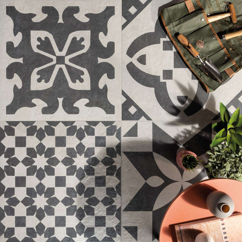 Carrelage-céramique-terrasse-carreaux-de-ciment Carrelage pour terrasse - Carrelage à motif 60 x 60 x 2 cm