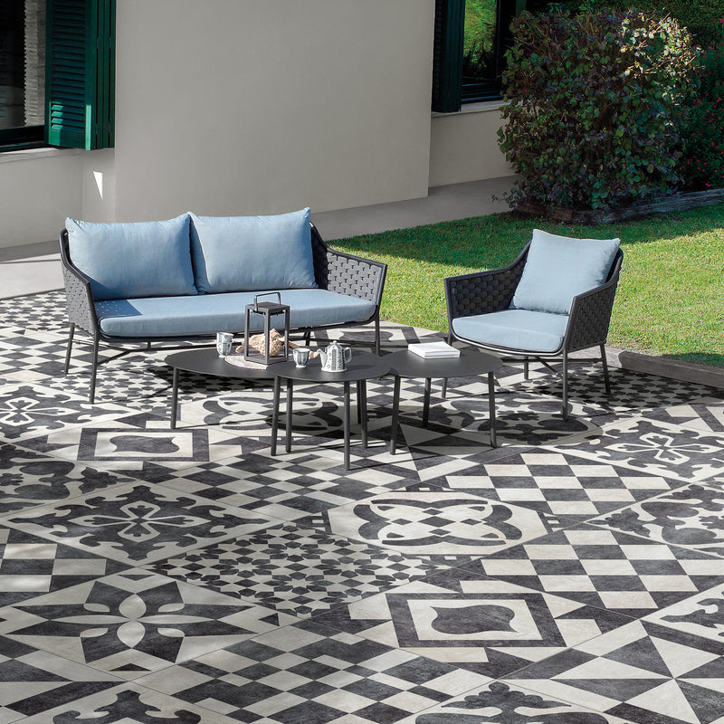 Carrelage-céramique-terrasse-carreaux-de-ciment Carrelage pour terrasse - Carrelage à motif 60 x 60 x 2 cm