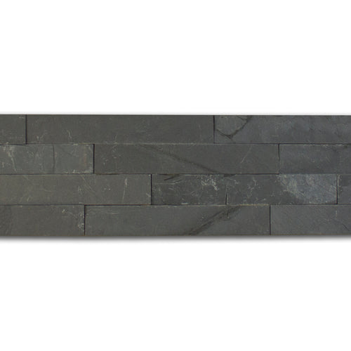 Plaquettes de parement mural en pierre naturelle - Schiste noir 10x40 cm