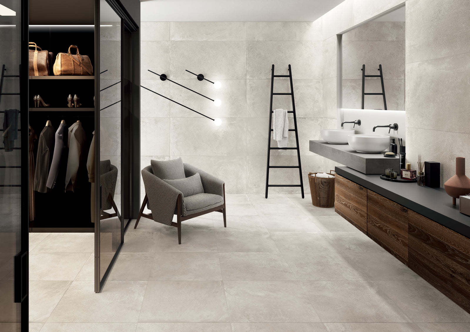 Keramisch beton Blanc 90 x 90 x 1 cm